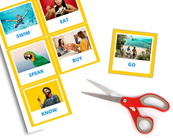 Irregular Verb Flashcards: ESL Learning, Photo Flashcards (Digital Download)