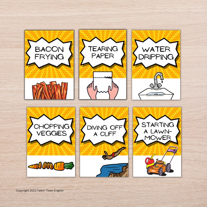 Sound Effects Game Cards 100 Fun Sound Effects for ESL Etsy