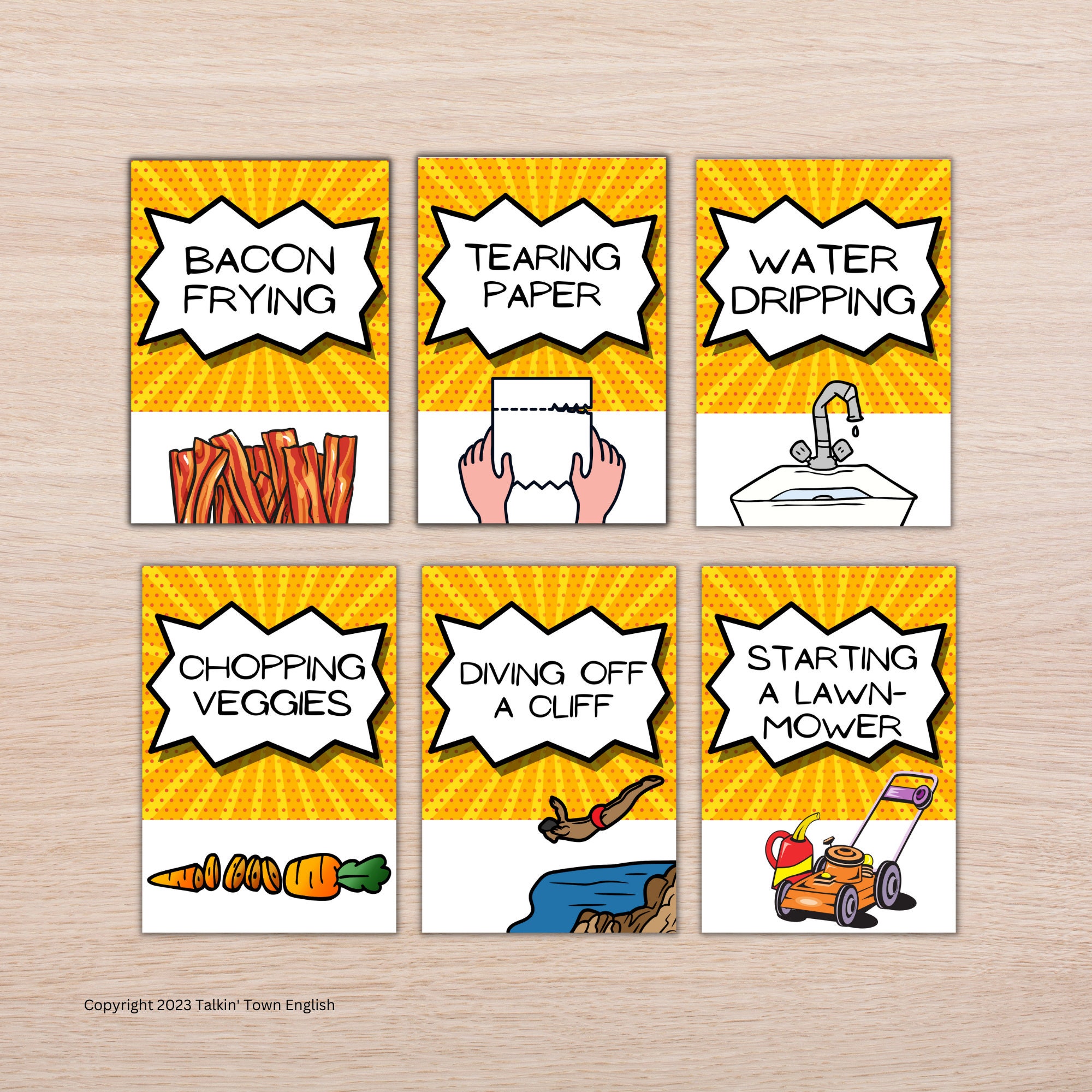 Sound Effects Game Cards PDF 100 Fun Printable Sound Effect Cards for
