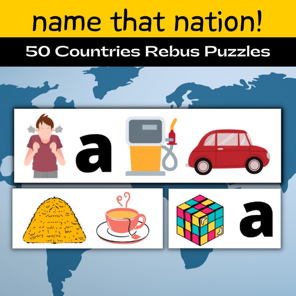 Geography Rebus Puzzles Brain Teaser PDF Worksheets and Presentation: Digital Download