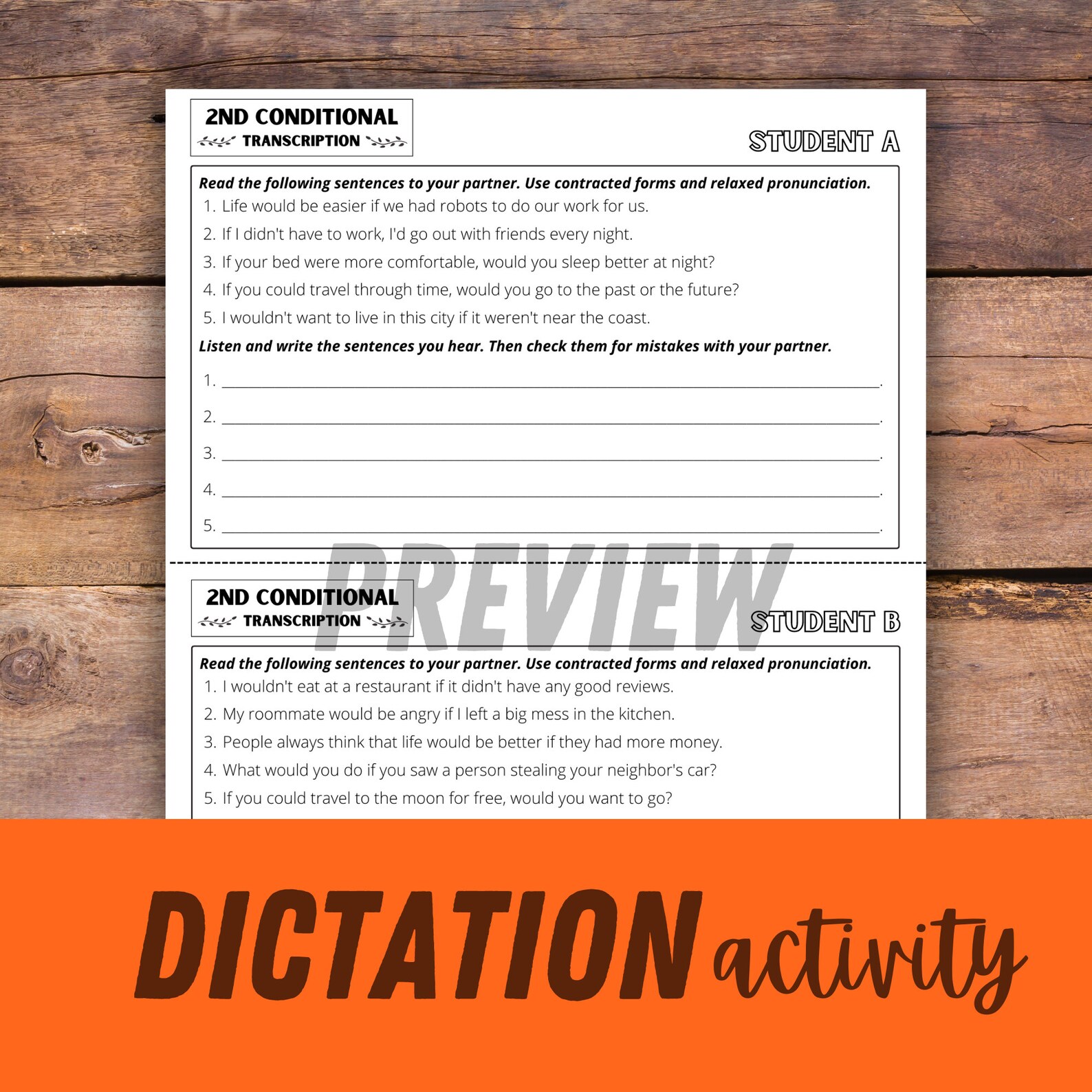 Second Conditional ESL Grammar Activity Pack: Hypotheticals, Chain ...