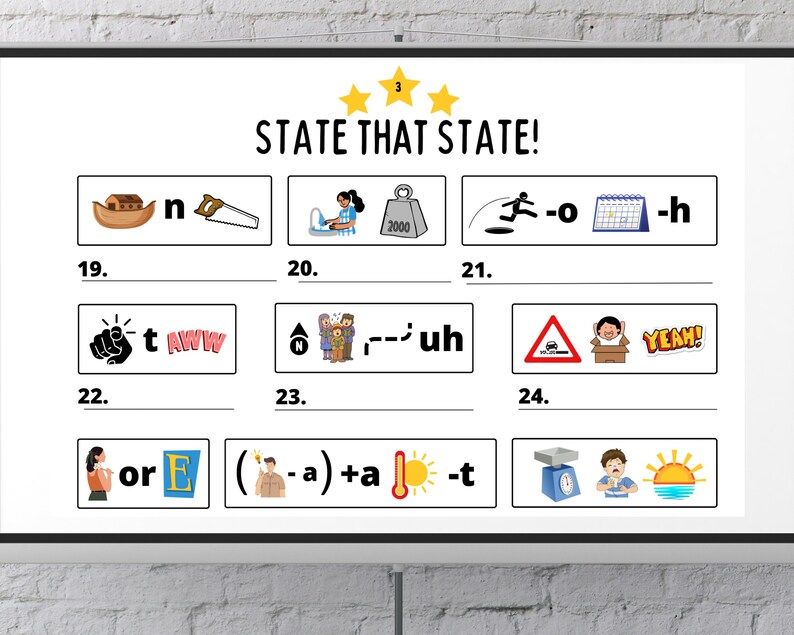 50 State Rebus Puzzles Geography Brain Teaser PDF and Presentation Esl