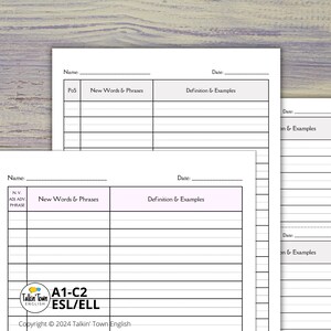 Vocabulary Collection Worksheets and Organizer Template: Set of Pdfs ...