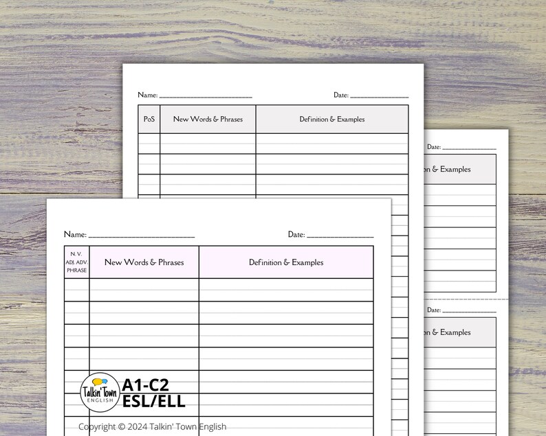 Vocabulary Collection Worksheets and Organizer Template: Set of Pdfs ...