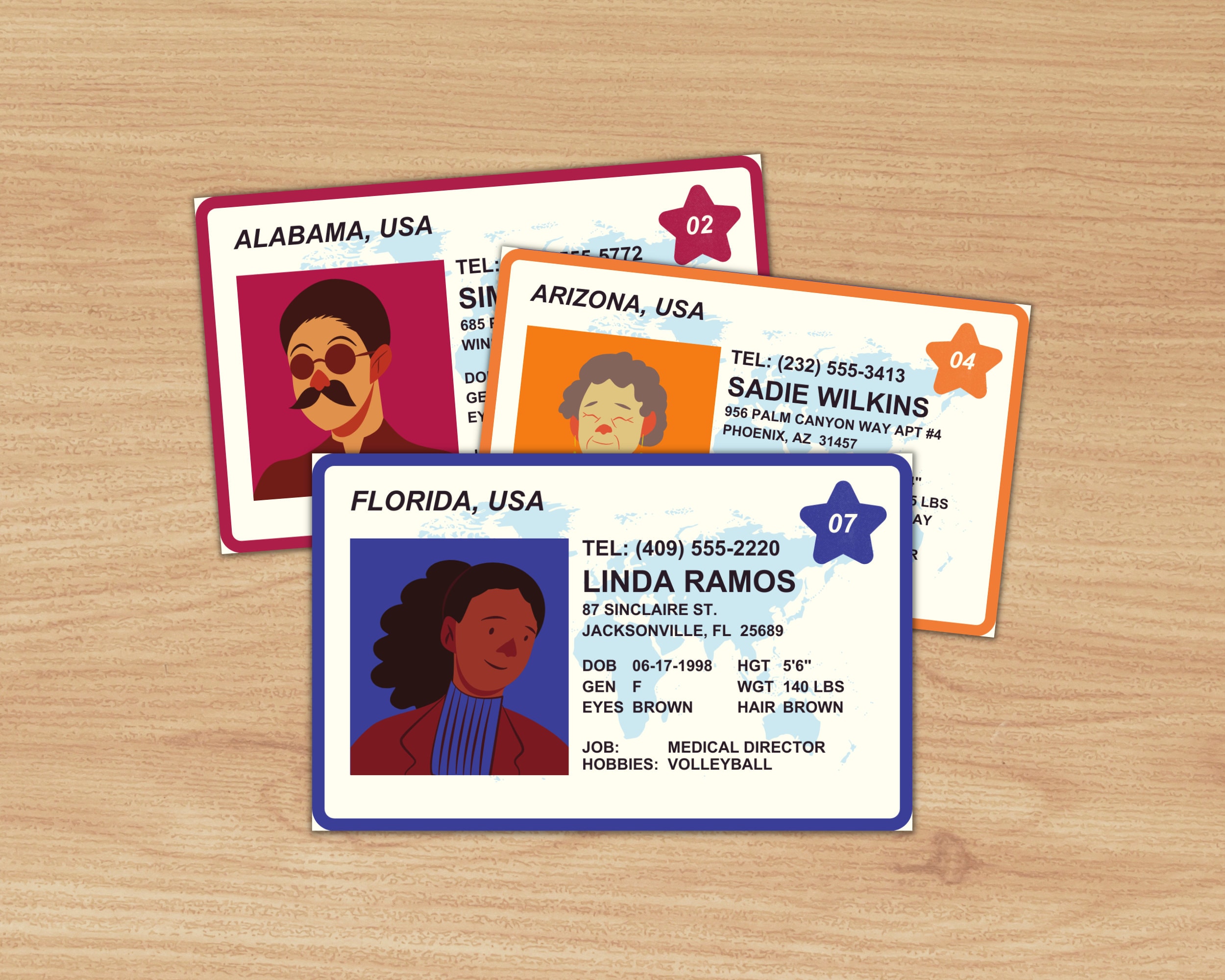Printable Character ID Cards: Role Play & ESL (canva Template) - Etsy