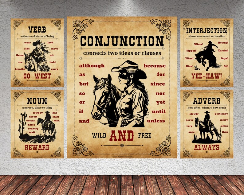 Western Parts of Speech Posters: ESL Grammar Charts (digital Download ...