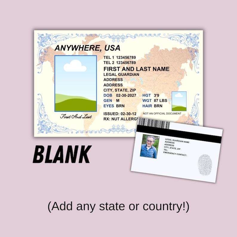 Child ID Card, Identification Card TEMPLATE for Child Safety Design and