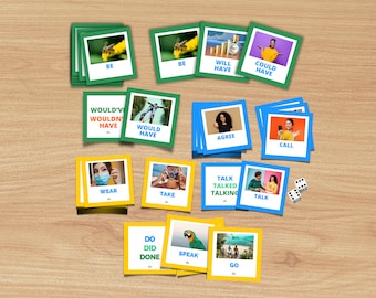 English Verb Flashcards: ESL Printable Resource (Digital Download)