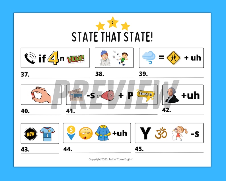 50 State Rebus Puzzles Geography Brain Teaser PDF and Presentation Esl