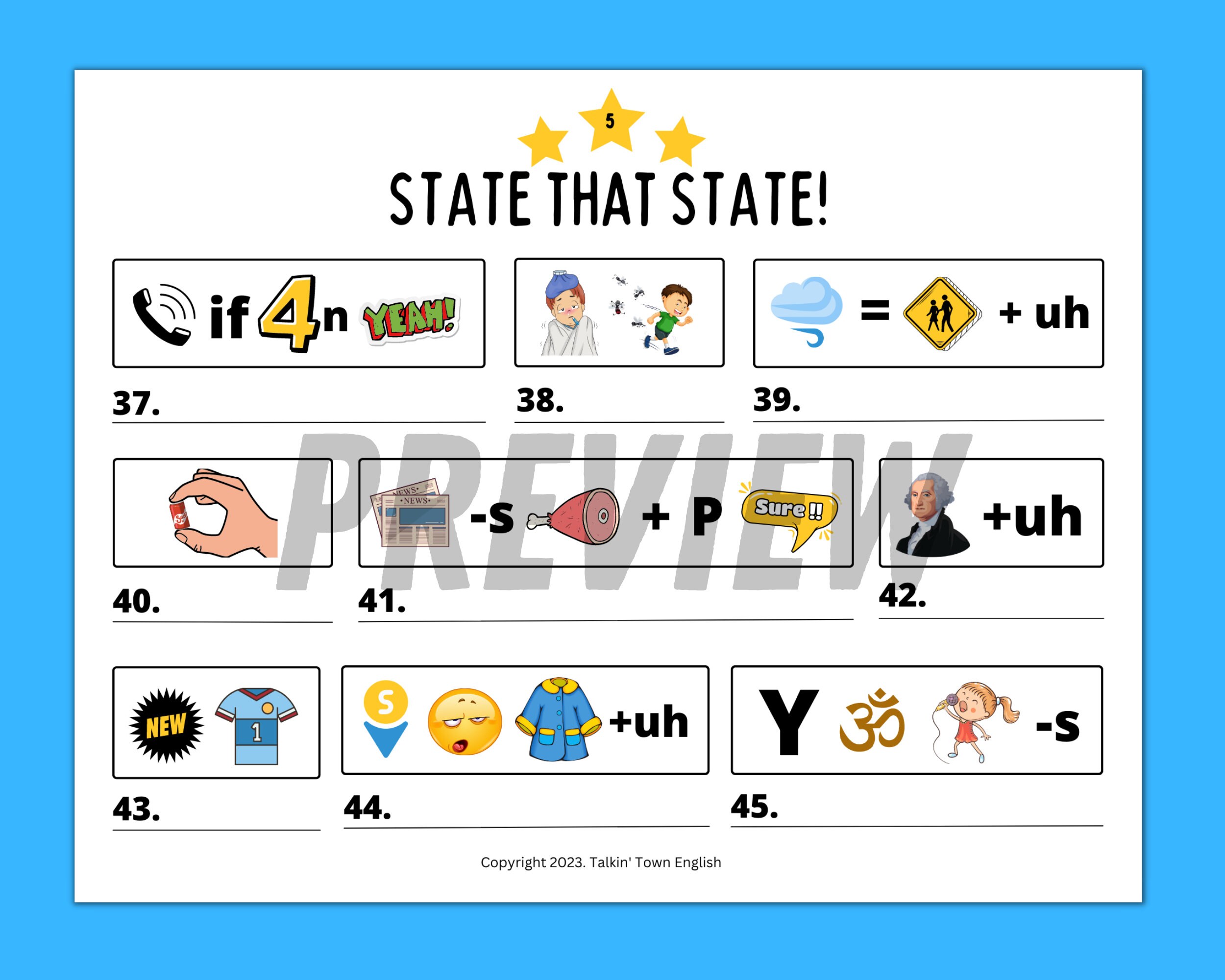 50 State Rebus Puzzles Geography Brain Teaser PDF and Presentation Esl