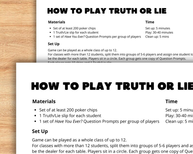 Truth or Lie ESL Game: Irregular Verbs Speaking Activity (PDF) - Etsy