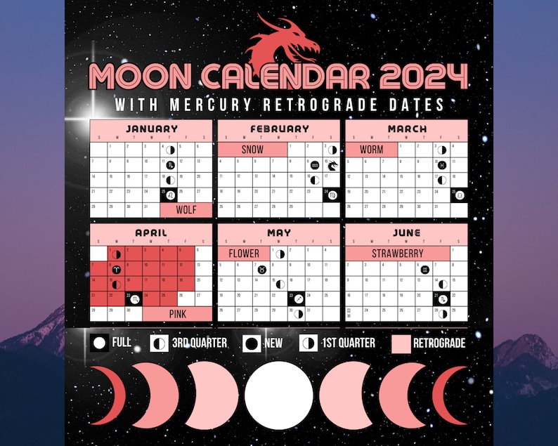 Full Moon Calendar 2024 With Mercury Retrograde Dates, Lunar Calendar