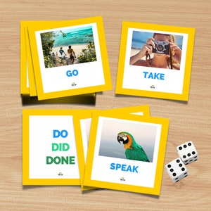 Mazzo di 64 flashcard di verbi irregolari stampabili Plus per la memorizzazione: ESL / ELL / Download digitale