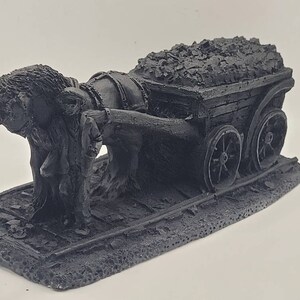 Pferd & Wagen Kohle Ornament - Hergestellt mit Forest of Dean Kohle - Handgemacht