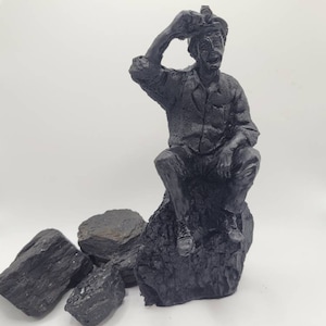 Miner Sitting Coal Ornament - Made with Forsest of Dean Coal - Handmade