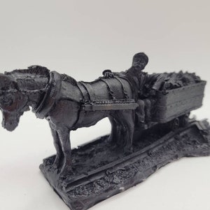 小さな馬と荷車の石炭オーナメント - フォレスト オブ ディーン石炭を使用 - 手作り