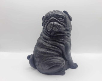 Pug Sitting Dog Coal Ornament - Made with Forest of Dean Coal - Handmade