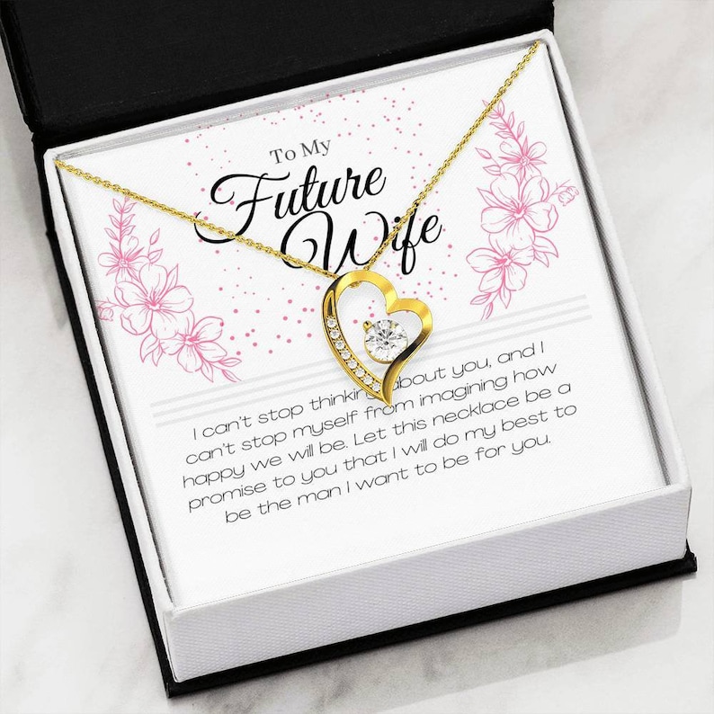 Valentine\u2019s Day Gift Sterling Silver With Cubic Zirconia Crystal Necklace Future Wife fiance