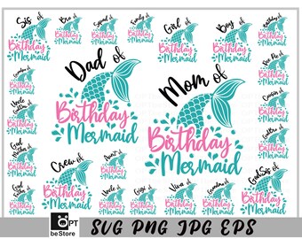 Mermaid Family Svg Etsy