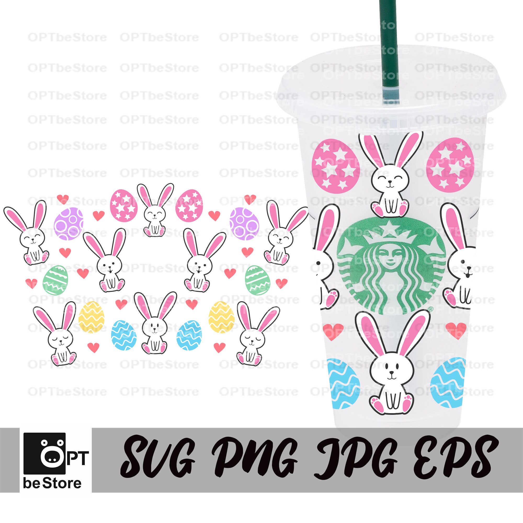 Bunny Easter Starbucks cup SVG Starbucks Easter Happy Easter Etsy