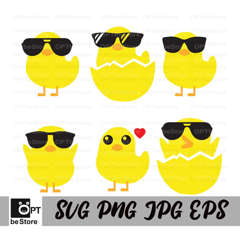 Chick with Sunglasses SVG Easter Chick Svg Cool Baby chicken svg,Chick Svg,cool chick svg,Easter design Instant download Chick Bundle SVG