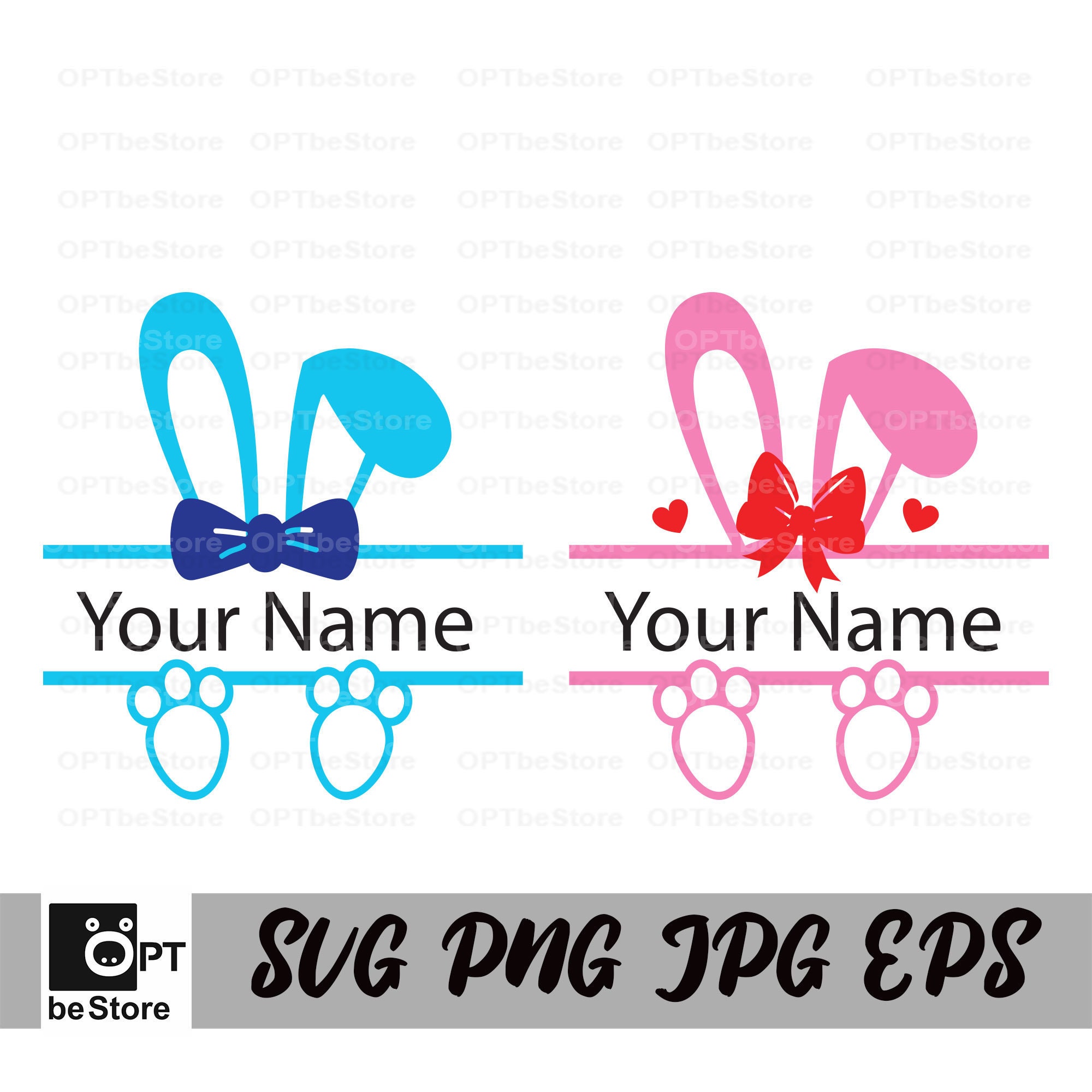 Bunny Name Frame SVG Bunny Name SVG Easter SVG Rabbit Etsy