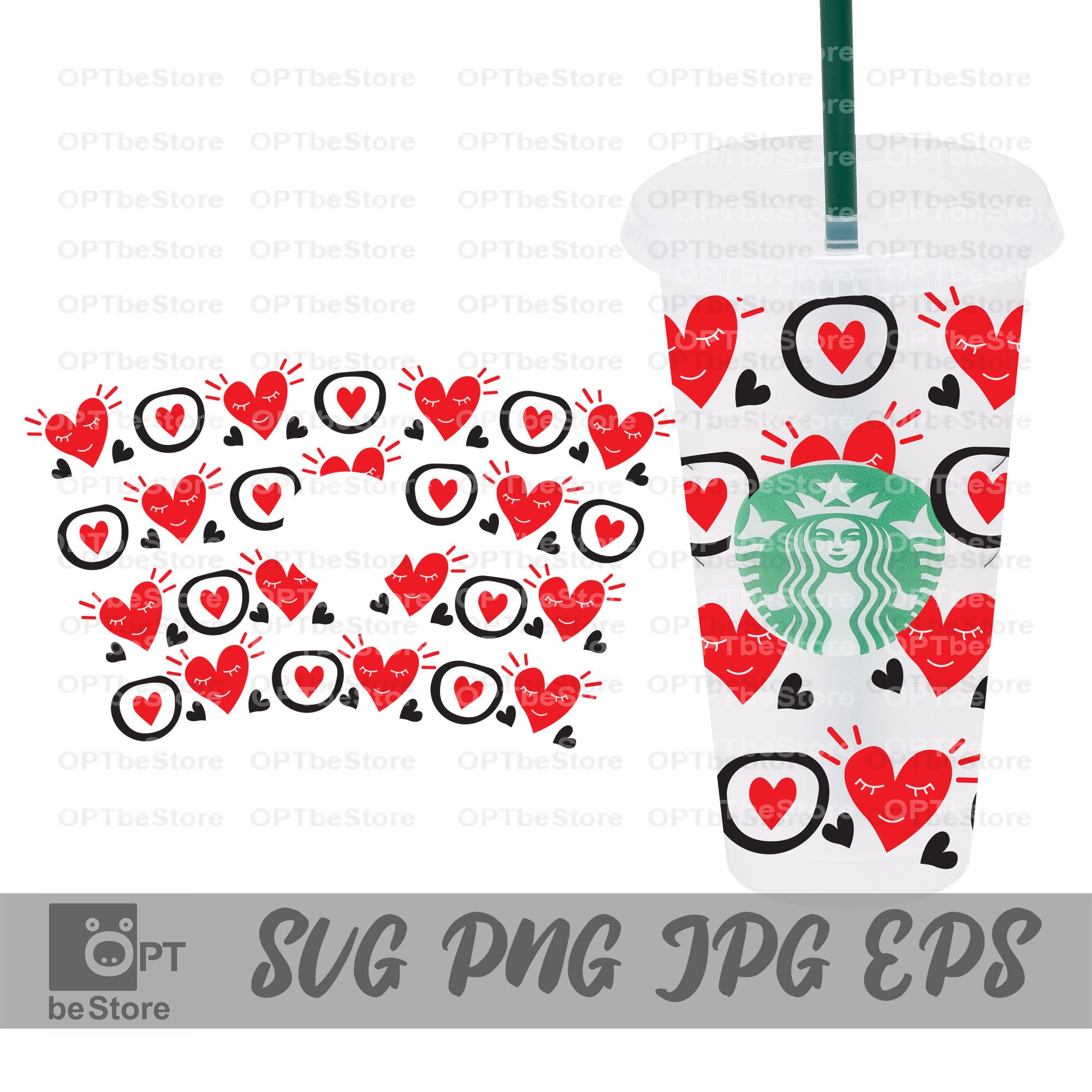 Download Hearts love Starbucks Cup SVG Valentine's Day Cup SVG | Etsy