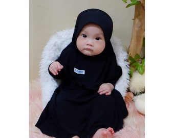 Baby oder Kinder Abaya Sets KIA Outfit täglich Kleid und Hijab 0 - 3 Jahre alt schwarz Farbe