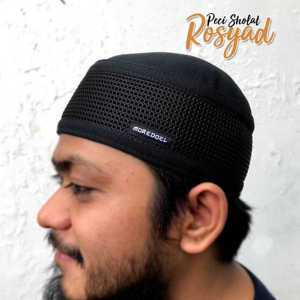 Mens kufi prayer hat rosyad black and misbah white