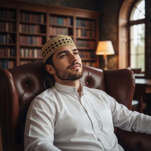 Herr kufi bönehatt Ammar svart och brun