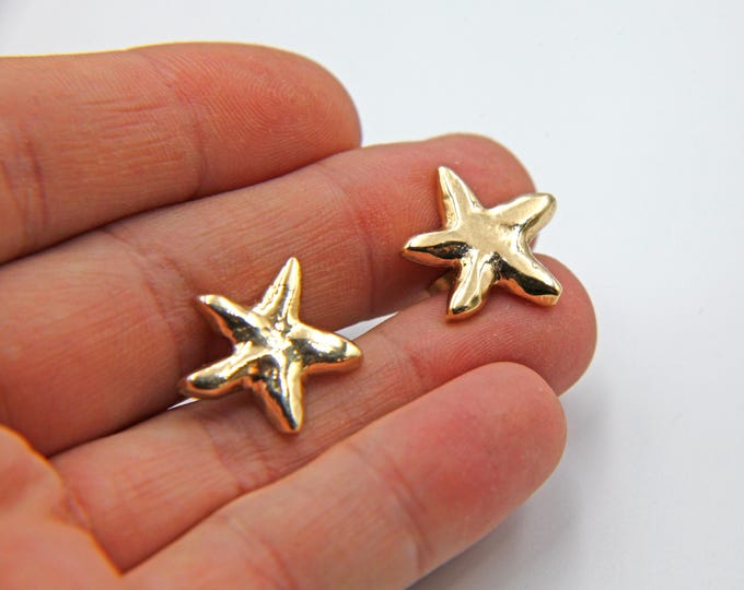 Solid Gold Starfish Stud Earrings – Organic Ocean Inspired Coastal Jewelry – Minimal Luxury Sea Star Earrings