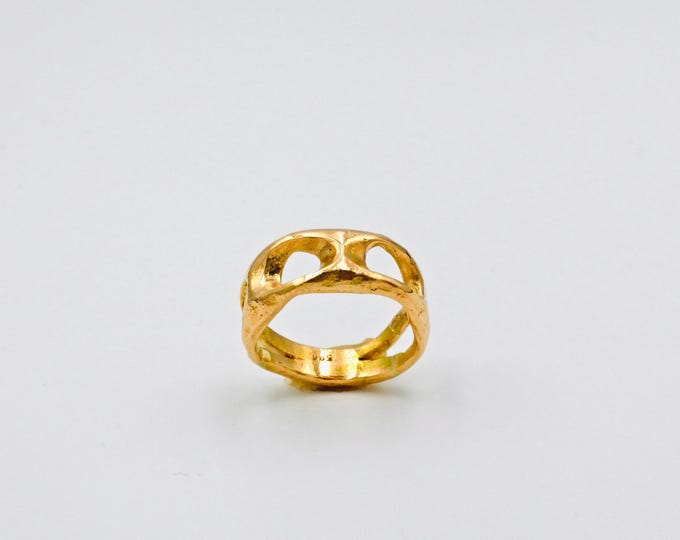 Solid Gold Sculptural Ring – Artisan Openwork Band