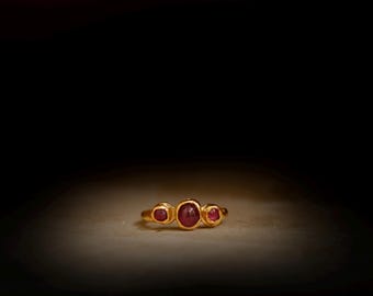 Ruby Ring /14K Gold/ NATURAL Cabochon Rubies