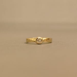 Old Mine Cut Diamond Ring – 14k Gold, 0.30ct Oval Bezel-Set