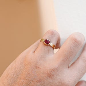Handmade 18K Gold Ruby Ring | Ancient-Inspired Minimalist Bezel