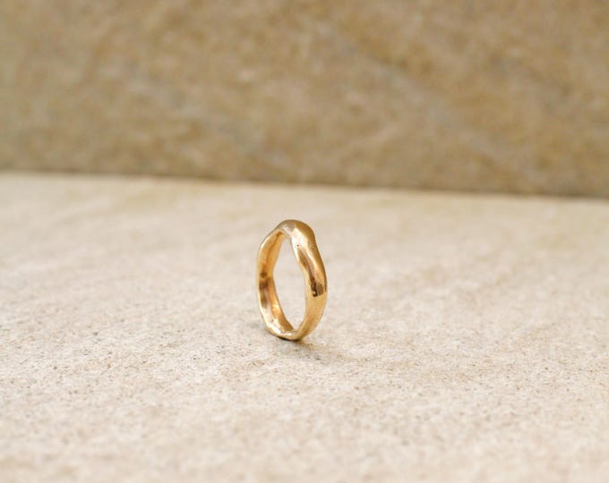 14k Solid Gold Ring – Textured Wabi-Sabi Band