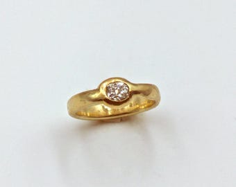 Handmade 14k Gold Solitaire Ring, 0.55 Carat Antique Diamond