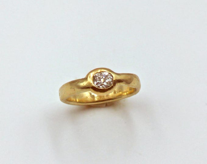 Handmade 14k Gold Solitaire Ring, 0.55 Carat Antique Diamond