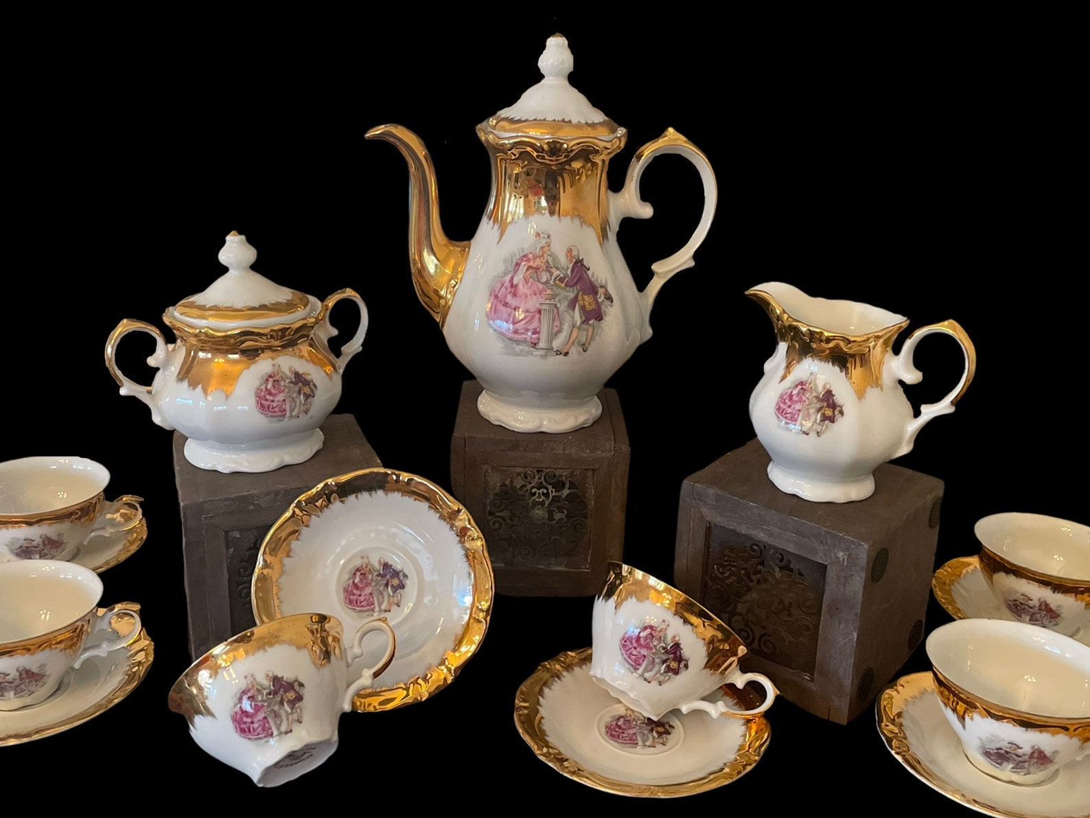 Winterling Tea Set Schwarzenbach Bavaria gold plated courting Etsy