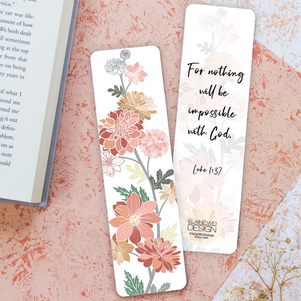 Christian Bookmark| Luke 1 37| Church Bookmark| Scripture Bookmark| Bible Verse Bookmark| Faith Bookmark| Church Gift Women| Godly Lady Gift