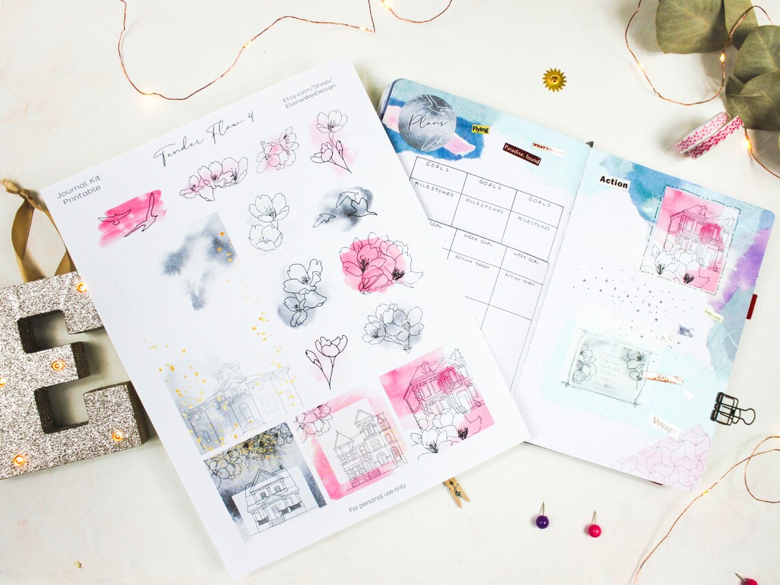 Printable Journal Kit Bujo stickers Planner Stickers | Etsy