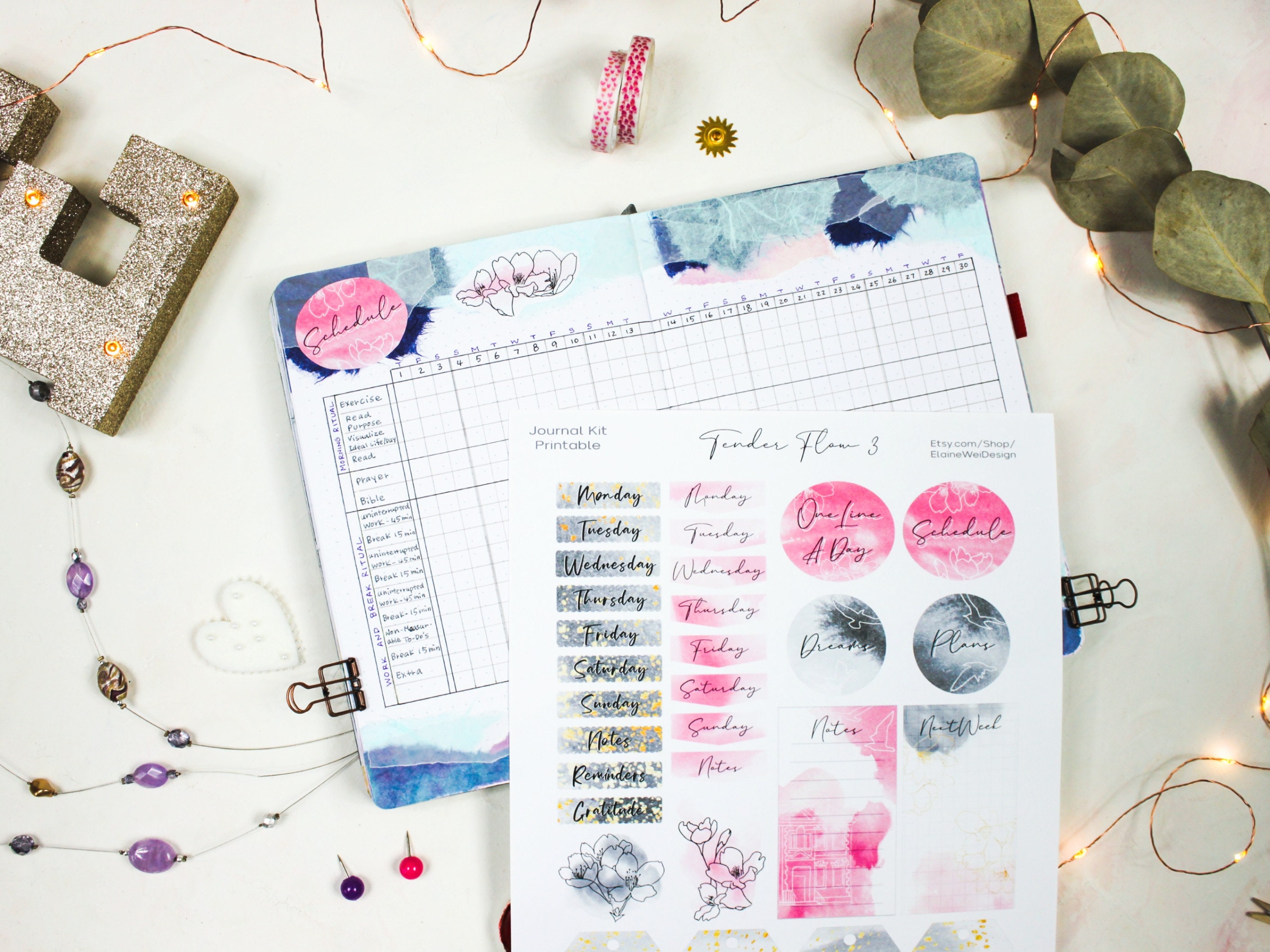 Printable Journal Kit Bujo stickers Planner Stickers | Etsy