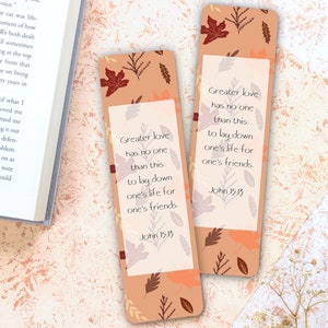 Greater Love| Christian Bookmark| Book Mark| Christian Gift| Bible Verse Bookmark| Faith Bookmark| Scripture Bookmark|  John 15 13