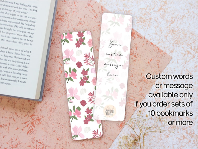 Pink Bookmark Floral Bookmark Book Mark Rose Bookmarks for Etsy