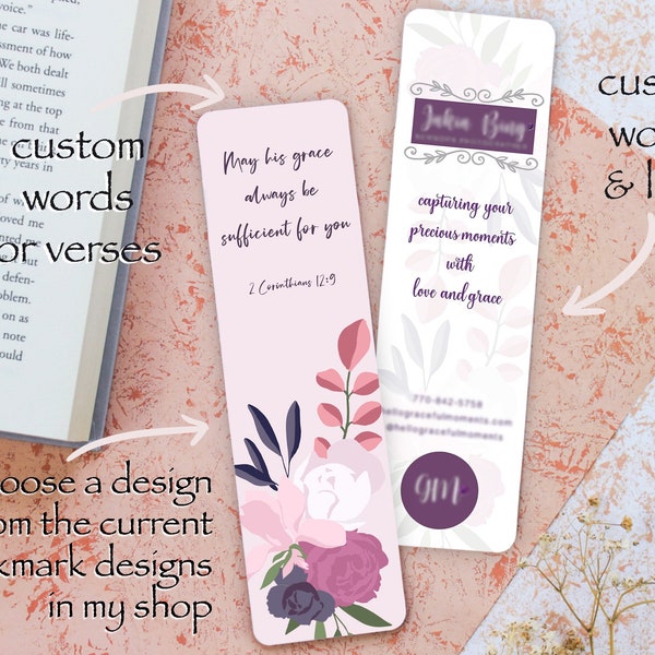 Custom Bookmarks| Personalized Bookmarks| with Your Logo and Your Custom Words| Available with Order of Same Design of 10 or More Bookmarks