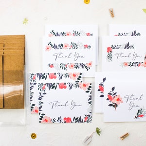 Thank You Card Box Set of 8 4 Floral Thank You Card Designs Thank You ...