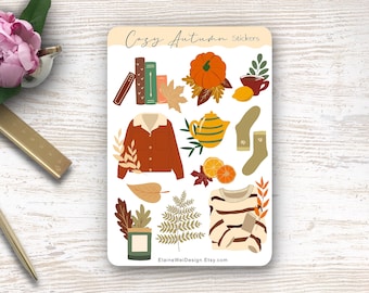 Cozy Autumn Sticker Sheet| Decorative Sticker| Aesthetic Sticker| Bullet Journaling Sticker| Bujo Sticker| Pretty Sticker| Fall Journal Kit