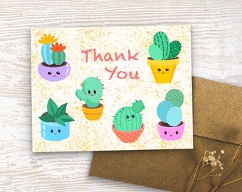 Cacti Thank You Card| Cactus Thank Card| Cute Thank You Card| Thank You Notes| Kids Thank You Card| Party Thank You Cards| Cactus Thankyou