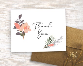 Thank You Card| Thank You Gift| Blank Thank You Card| Thank You Note| Wedding Thank You| Appreciation Card| Folded Thank You| Botanical Card