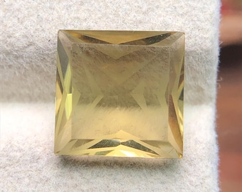 Natural Lemon Quartz, Square Star Cut (11mm, 5.67 Carats)
